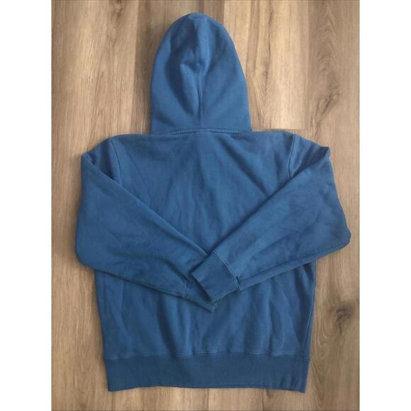 The North Face Sweatshirt Men's Size Medium Hoodie Blue Hoodie Front Logo Fleece - Picture 5 of 5